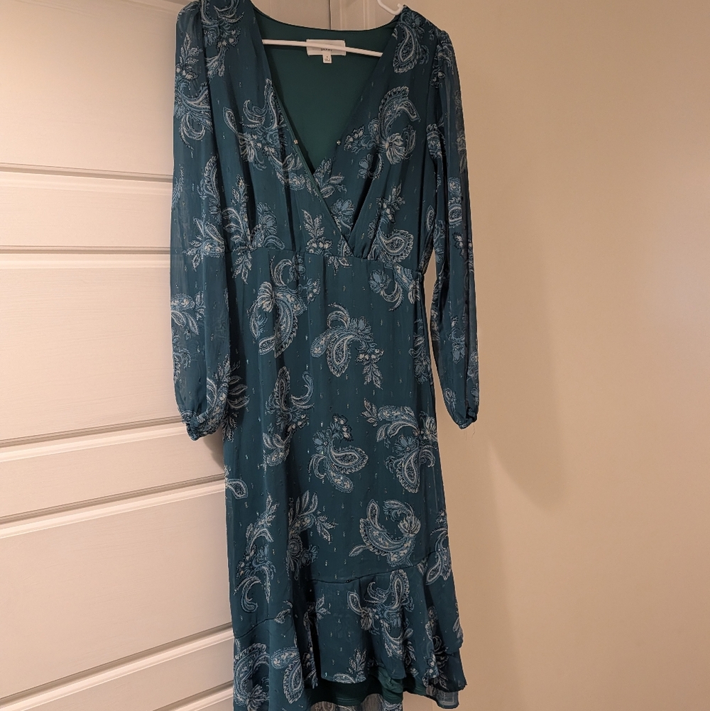 Lucky Brand Teal Paisley Long Sleeve Dress